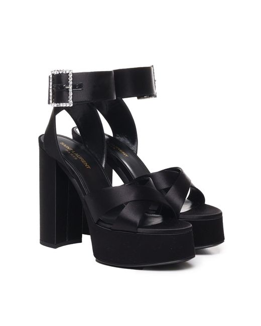 Saint Laurent Black Bianca Sandals With Platform