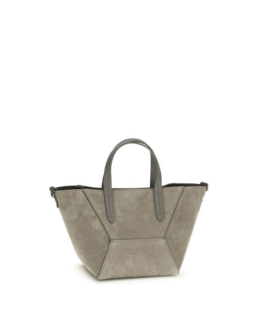 Brunello Cucinelli Multicolor Suede Shoulder Bag Calf Leather Bos Taurus