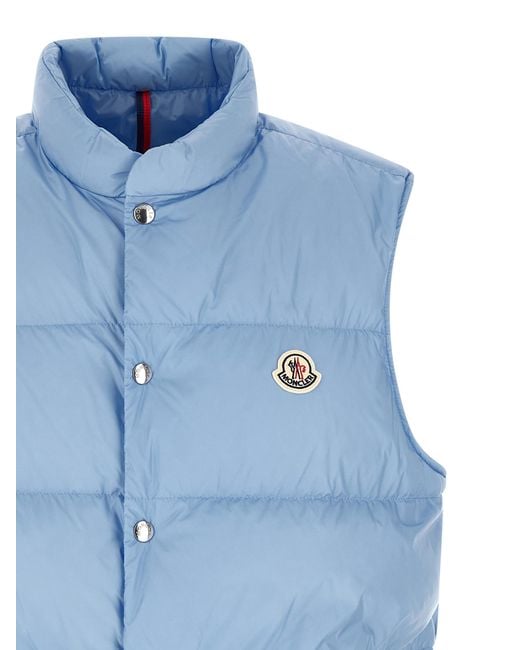 Moncler Blue Polyamide Sleeveless Jacket Clothing for men