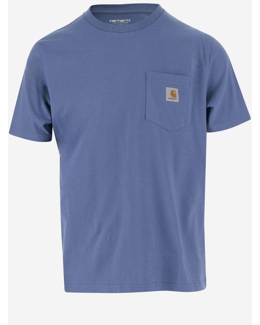 Carhartt Blue Cotton T-shirt With Logo for men