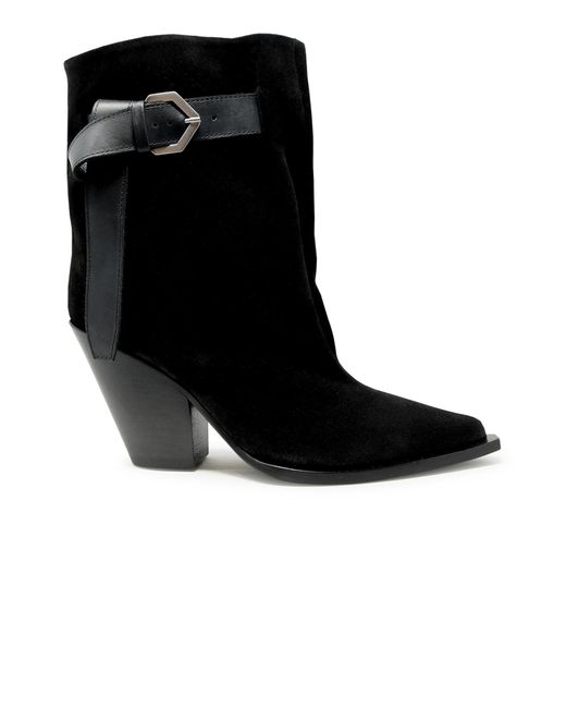 Elena Iachi Women's Black Suede Leather Ankle Boots