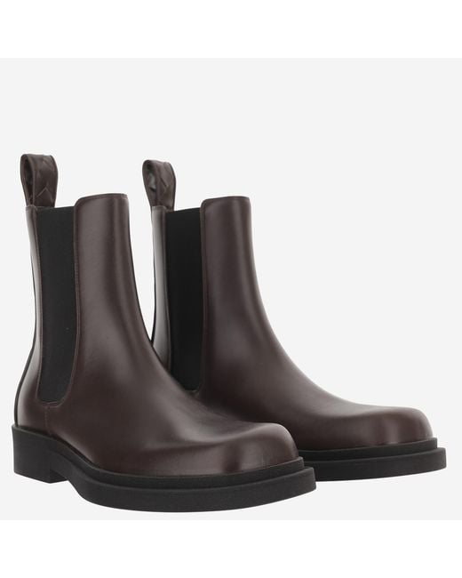 Bottega Veneta Brown Chelsea Ben Leather Boots Calfskin for men