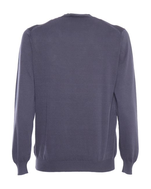 Fedeli Blue Giza Light Frosted Sweater for men
