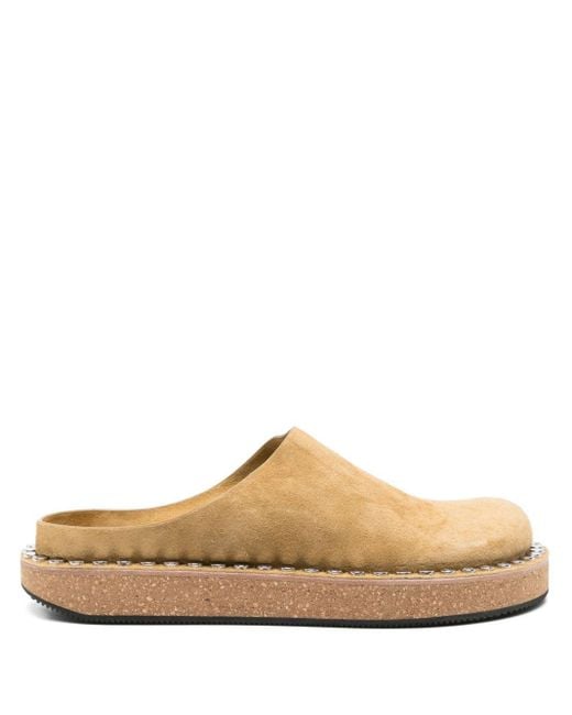 AMI White Rivet Suede Mules for men
