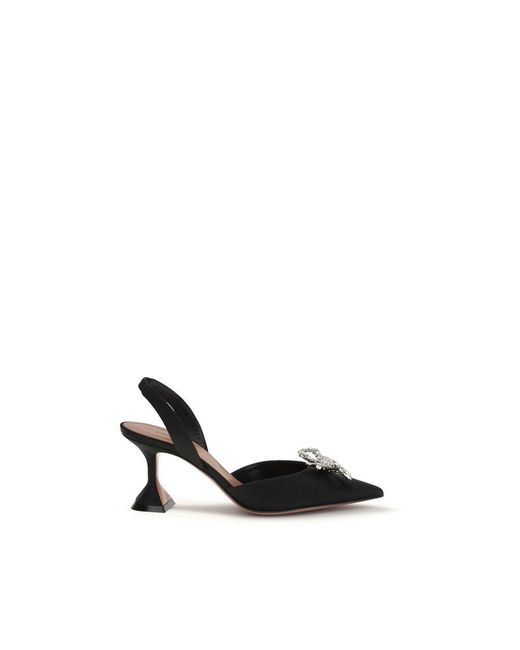 AMINA MUADDI Black Silk High Heel Pumps