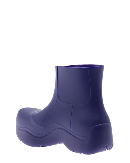 Bottega Veneta Blue Puddle Boots With Chunky Platform And Matte Finish