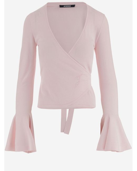 Jacquemus Pink Long-Sleeved Sweater Paysan Viscose