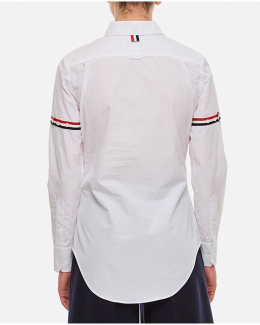 Thom Browne White Rwb Stripe Detailed Buttoned Shirt