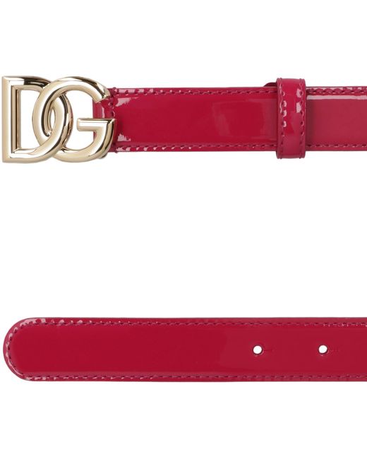 Dolce & Gabbana Red Dg Buckle Patent Leather Belt