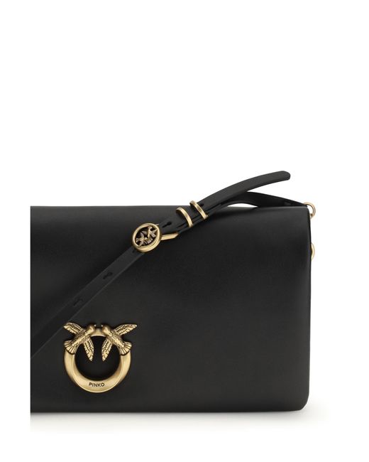 Pinko Black Love Medium Clutch Bag Calf Leather Bos Taurus Clutches
