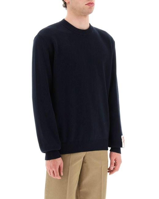 Golden Goose Deluxe Brand Blue Davis Cotton Sweater With Logo for men
