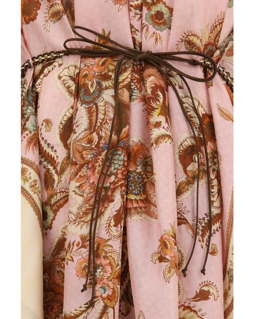 Zimmermann Brown Dress Aster Billow Silk
