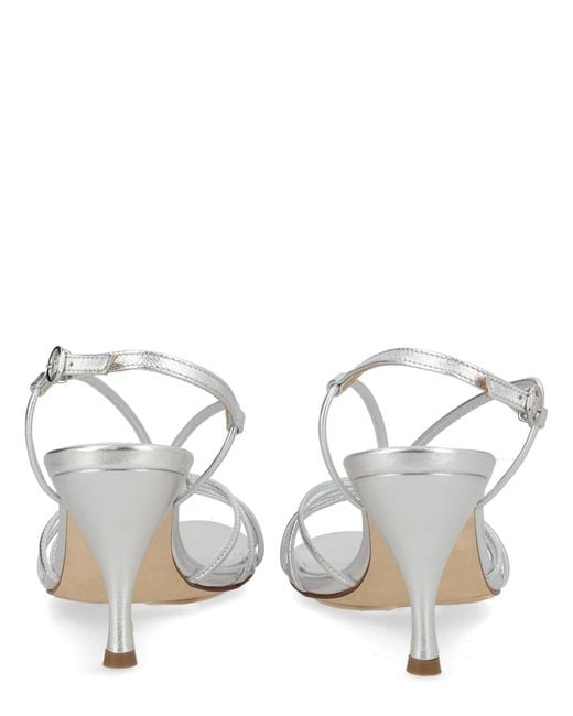 Aeyde White Sandal Solange Laminated Nappa Leather