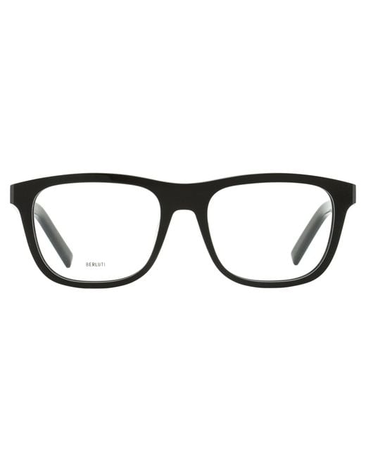 Berluti Black Soft Rectangular Eyeglasses Bl50013U 001 54Mm Plastic (Acetate) for men