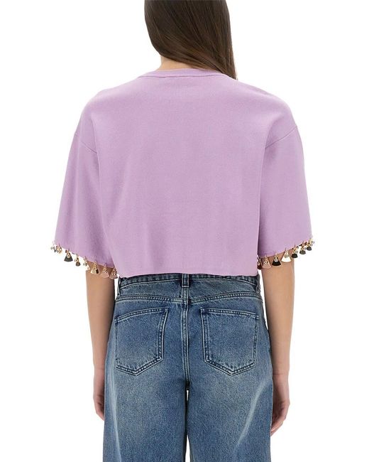 Rabanne Purple Knit Crop T-Shirt