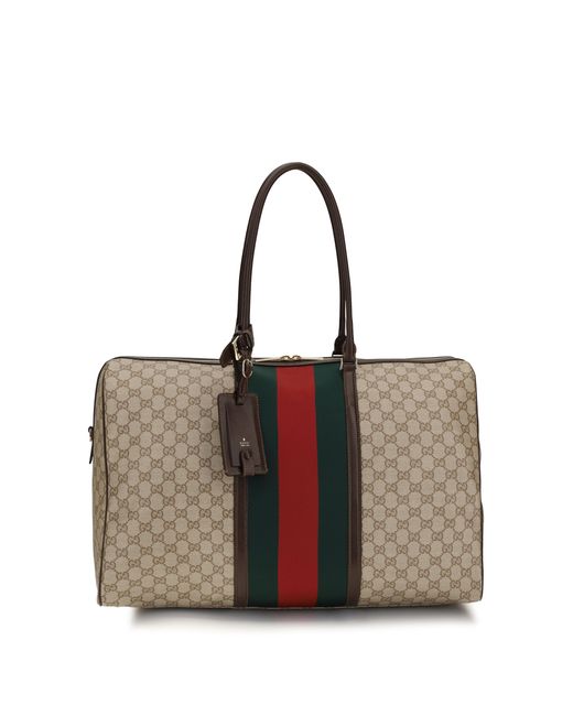 Gucci Black Travel Bag Gg Web Stripe Fabric Shoulder