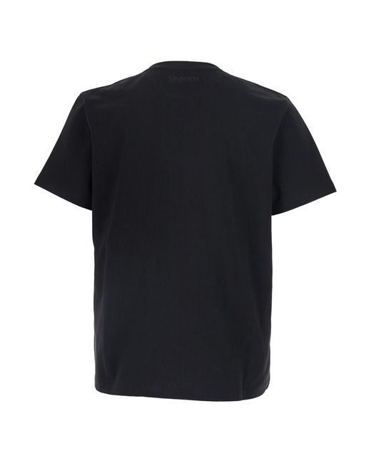 Saint Laurent Black T-Shirt Round Neck Cotton T-Shirts for men