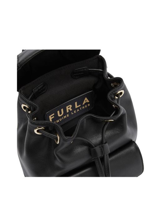 Furla Black Flow Mini Leather Backpack