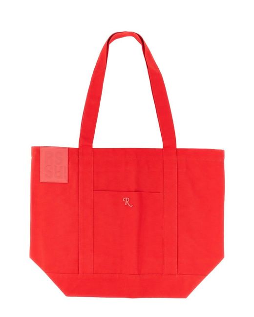Raf Simons Red Tote Bag With Logo Patch for men