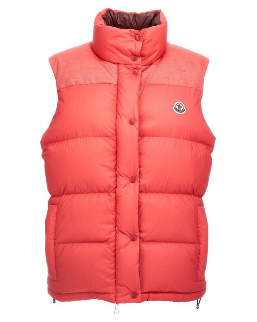 Moncler Red Reversible Down Jacket With Detachable Sleeves