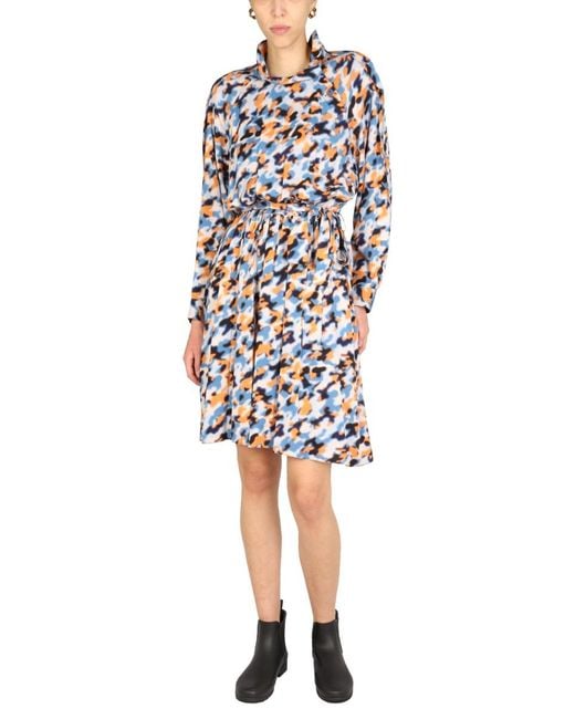 KENZO White Blurred Flowers Dress Viscose