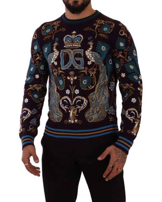 Dolce & Gabbana Black Cashmere Dg Crown Embroidered Sweater Clothing for men