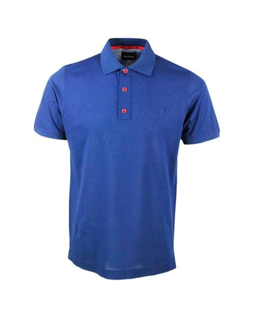 Kiton Blue Short-Sleeved Polo Shirt for men