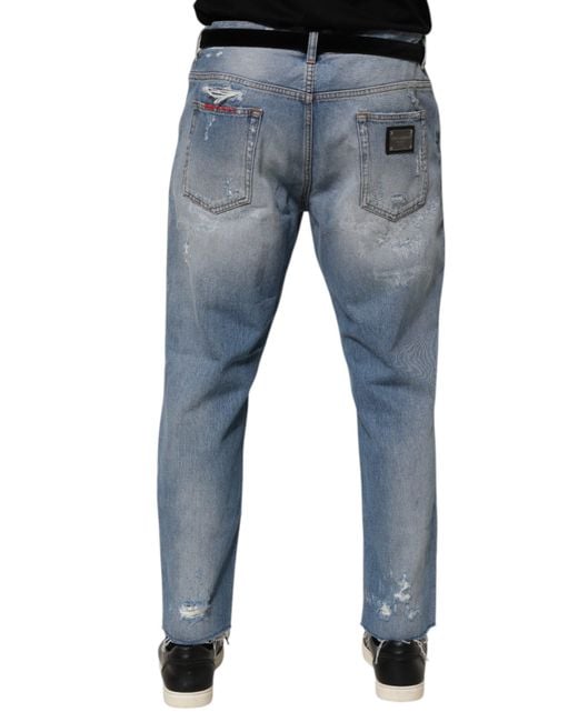 Dolce & Gabbana Blue Distressed Denim Jeans for men