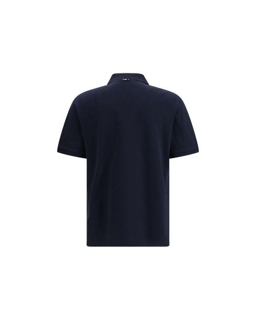 Thom Browne Blue Cotton Polo Shirt for men