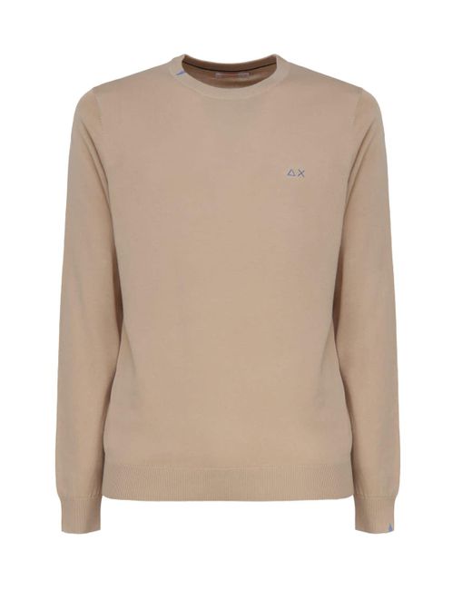 Sun 68 Natural Sweater With Logo for men