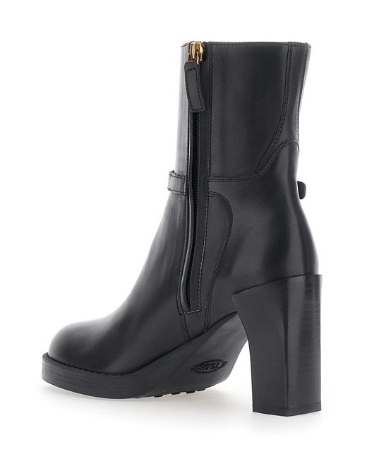 Tod's Black Ankle Boots Leather Sheep