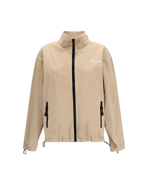 Miu Miu Natural Gabardine Zip Jacket Cotton