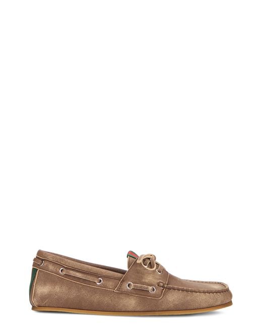 Gucci Brown Boat Shoes Calfskin for men