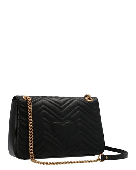 Gucci Black Gg Marmont 2.0 Midi Shoulder Bag