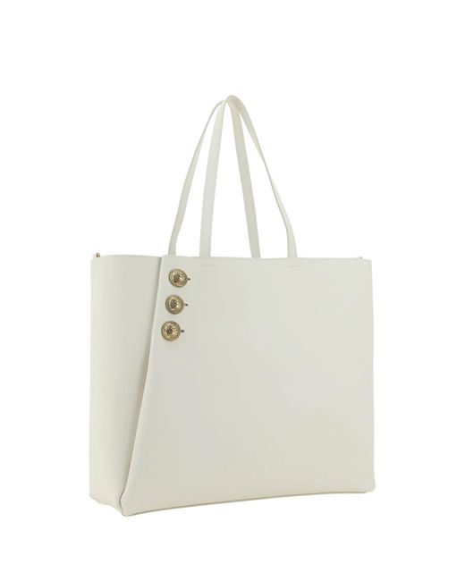 Balmain White Leather Monogram Shoulder Bag