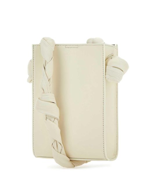 Jil Sander Natural Ivory Leather Tangle Shoulder Bag