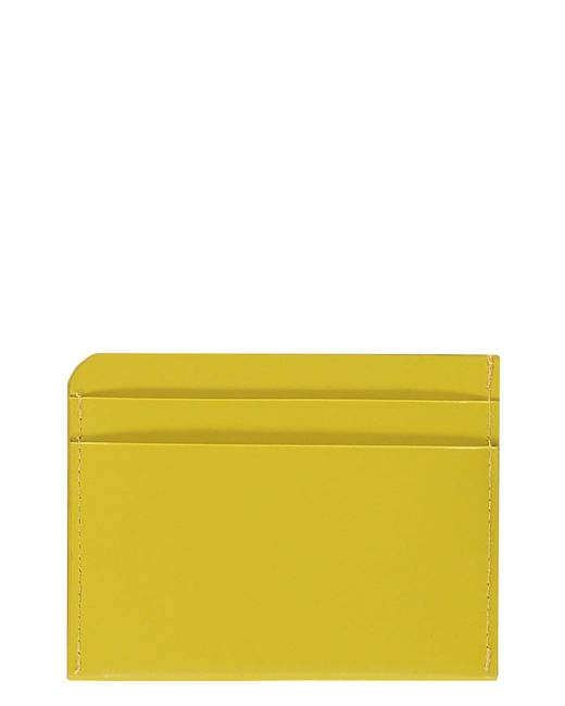 Dries Van Noten Yellow Logo Detail Leather Card Holder for men
