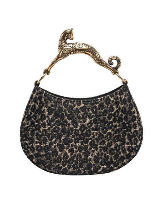 Lanvin Black Cat Leopard Hobo Bag