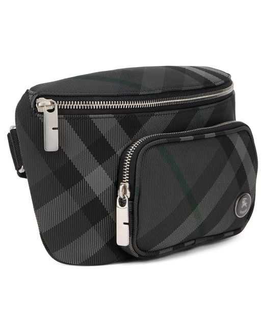 Burberry Gray Belt Bag Grid Polyamide for men