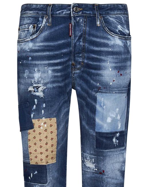 DSquared² Blue Medium Worn Out Booty Wash Bro Jeans for men