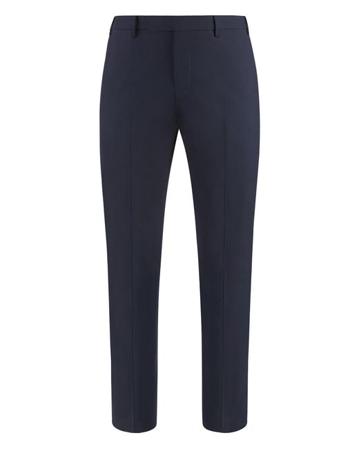 PT Torino Blue Dieci Stretch Wool Trousers for men