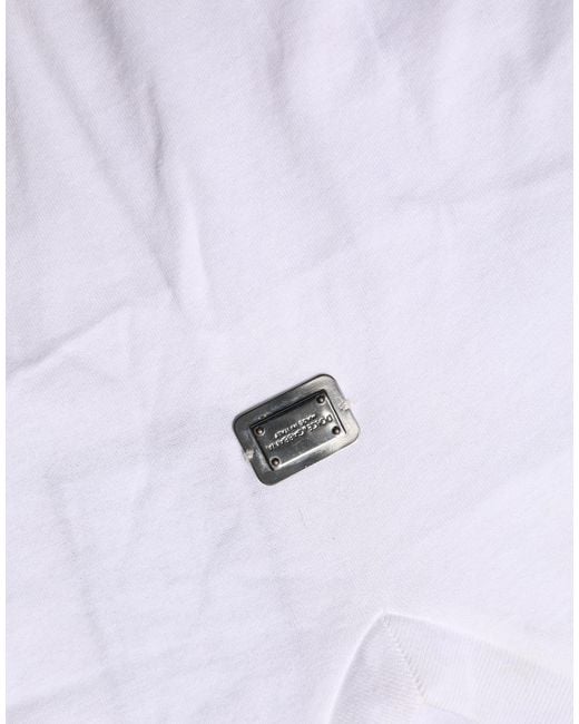 Dolce & Gabbana White Logo Embroidered Tiewaist Cropped Top Cotton