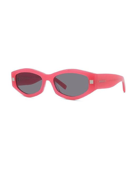 Givenchy Pink Sunglasses Rectangle Full Rim, Shiny Fuchsia Frame And Light Lens Gv40062I75A