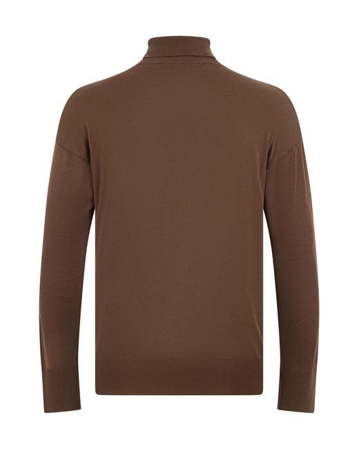 Max Mara Brown High-Collar Sweater Virgin Wool