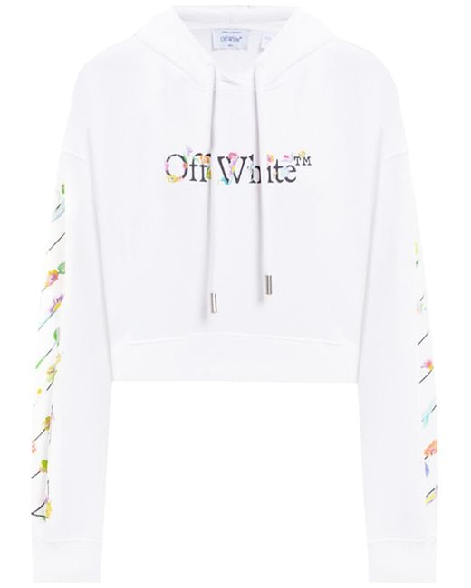 Off-White c/o Virgil Abloh White Bookish Glowing Flower Crop T Felpa
