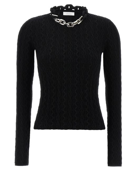 Rabanne Black Necklace Sweater Wool Cashmere Sweater, Cardigans