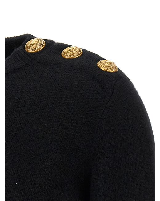Balmain Black Eco-Cashmere Button Sweater