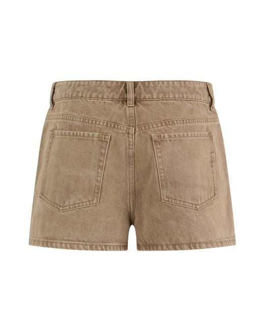 Pinko Natural Denim Shorts With Studs Cotton