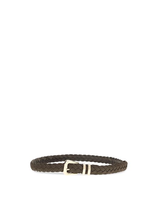 Brunello Cucinelli White Leather Woven Belt for men