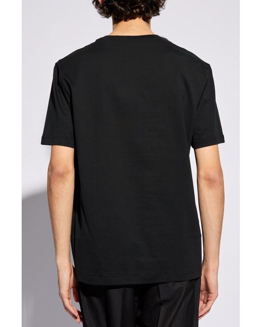 Brioni Black Cotton T-Shirt for men